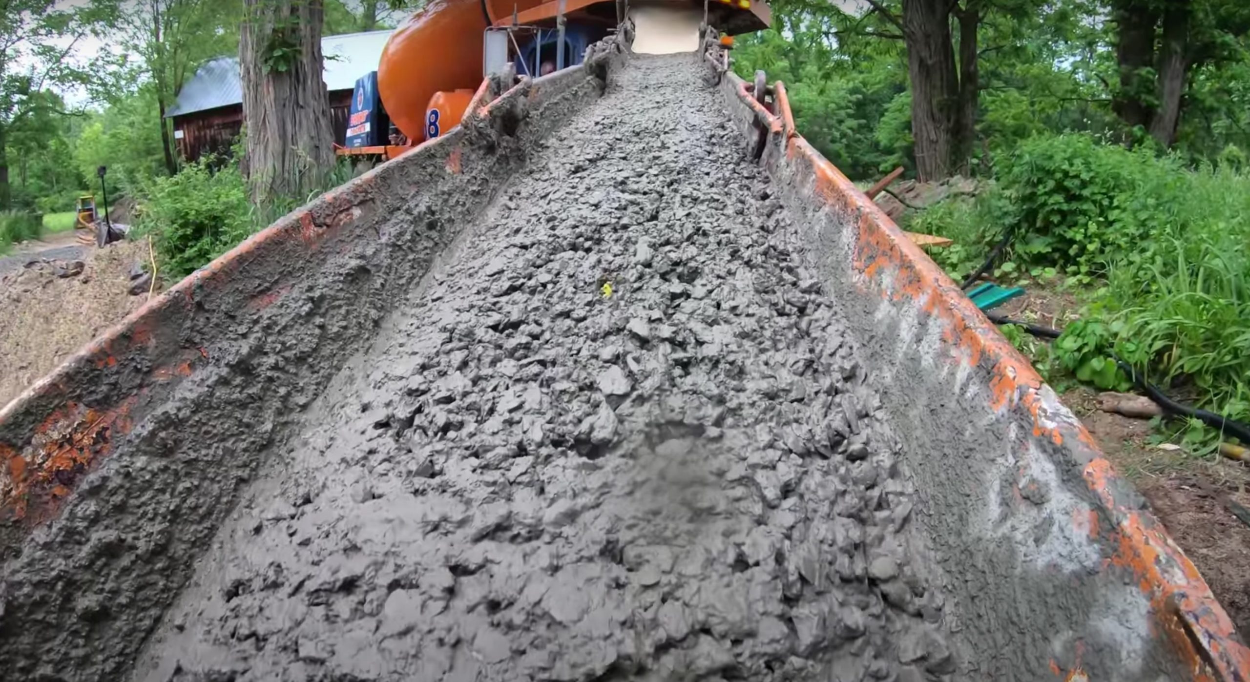 pouring concrete